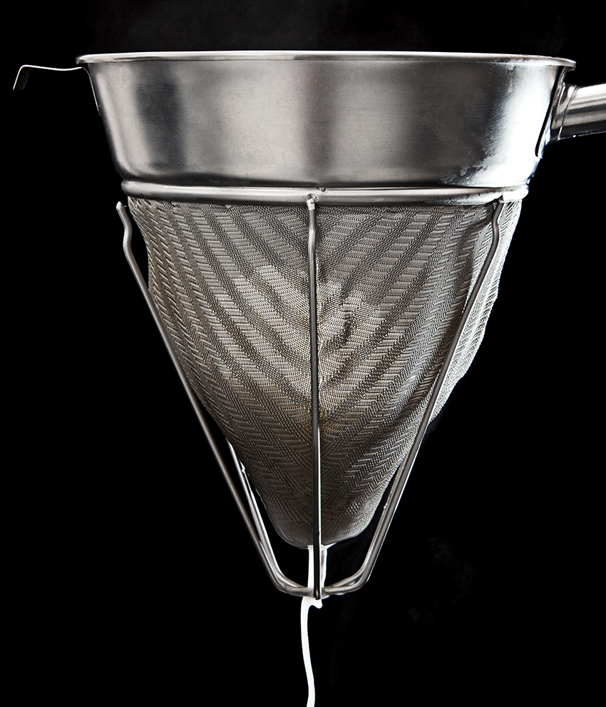 We like to use a fine sieve to drain our risotto after parcooking the grains.